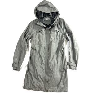 REI Women’s Gray Waterproof Rain Trench Coat Hooded Jacket Size M Nylon